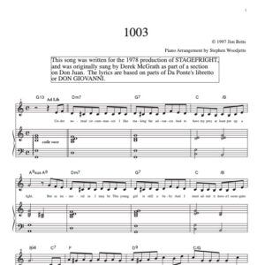 "1003" Piano/Vocal pdf - from Stagefright - Digital Download